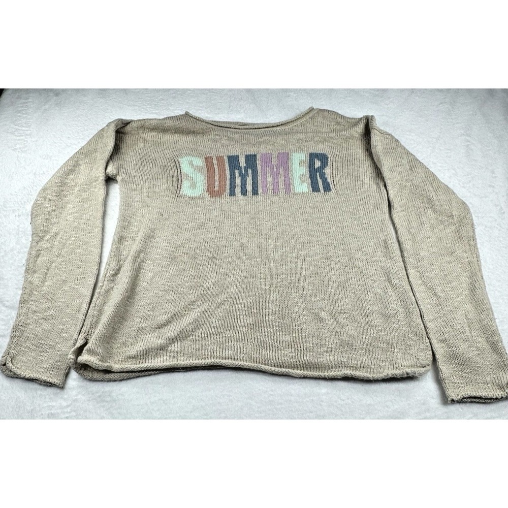 Marled‎ Reunited Clothing Sweater Women's M Summer Long Sleeve Crochet Beach Tan